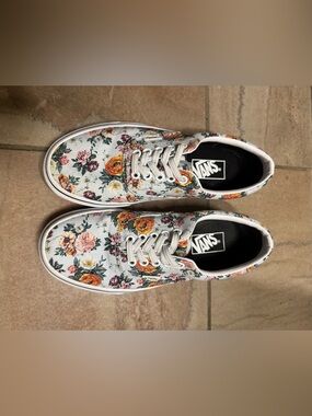VANS light blue floral sneakers -size 8 Women